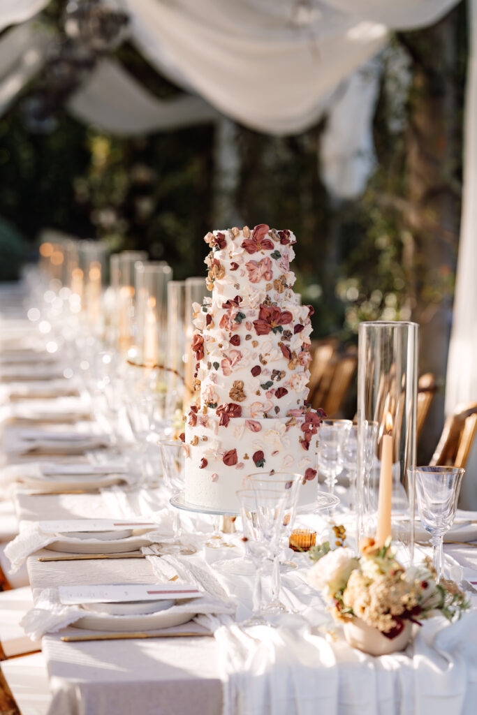 Luxury Wedding Cake with pink petals