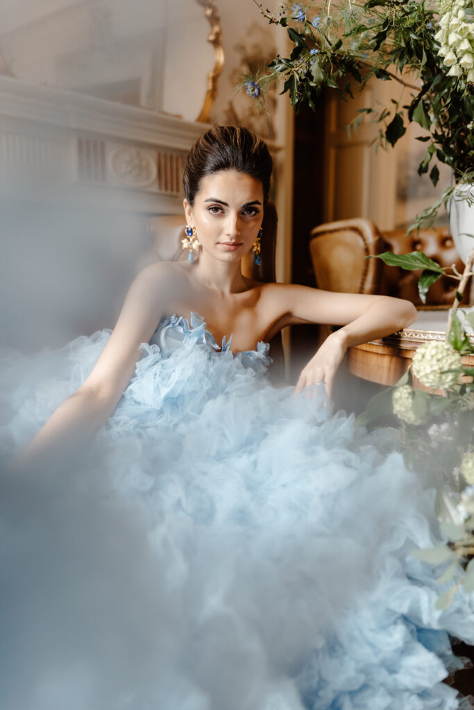 Hedsor House Luxury Wedding Photographer - Millia London blue Dress
