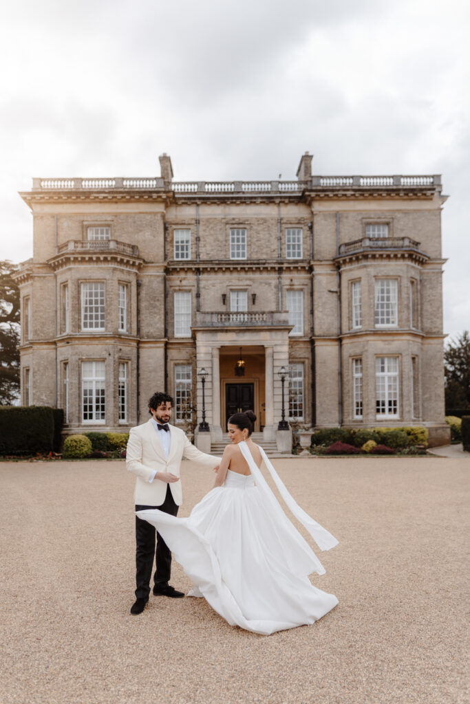 Hedsor House Luxury Wedding Photography - Driveway bride and Groom