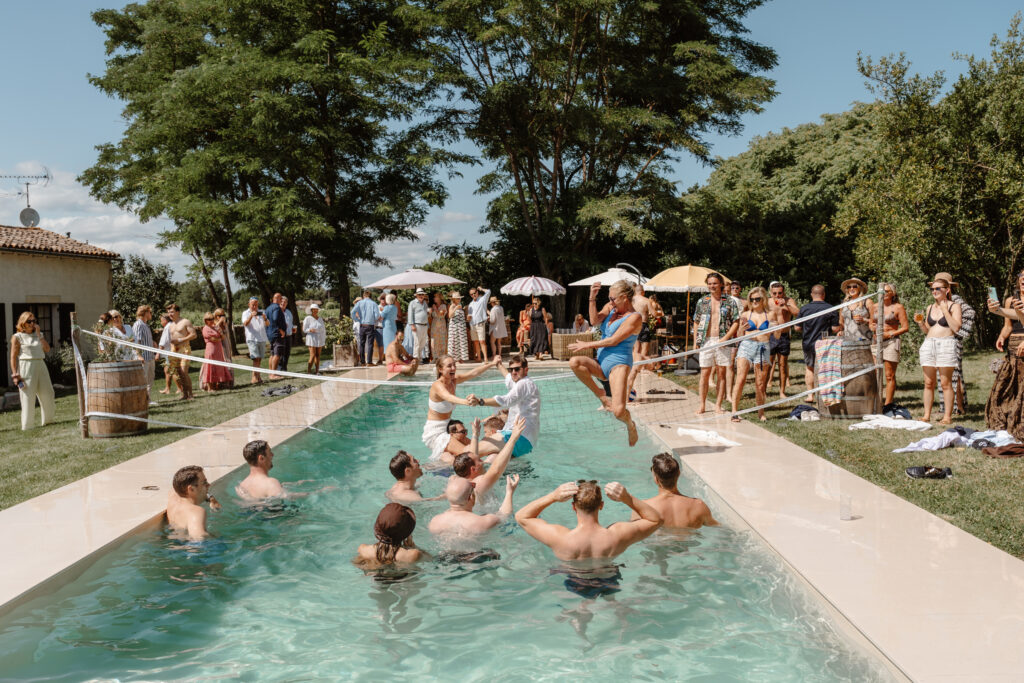 France Destination wedding photography - Private chateau day 2 pool party