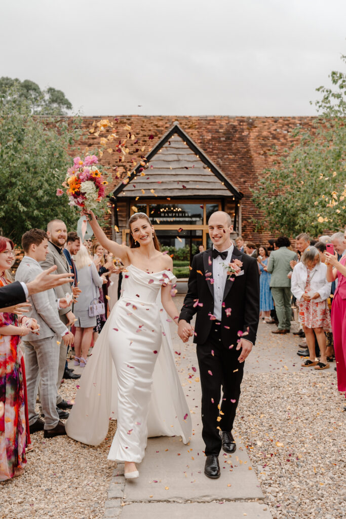 Silchester Farm Wedding Photographer - Confetti in vivienne westwood